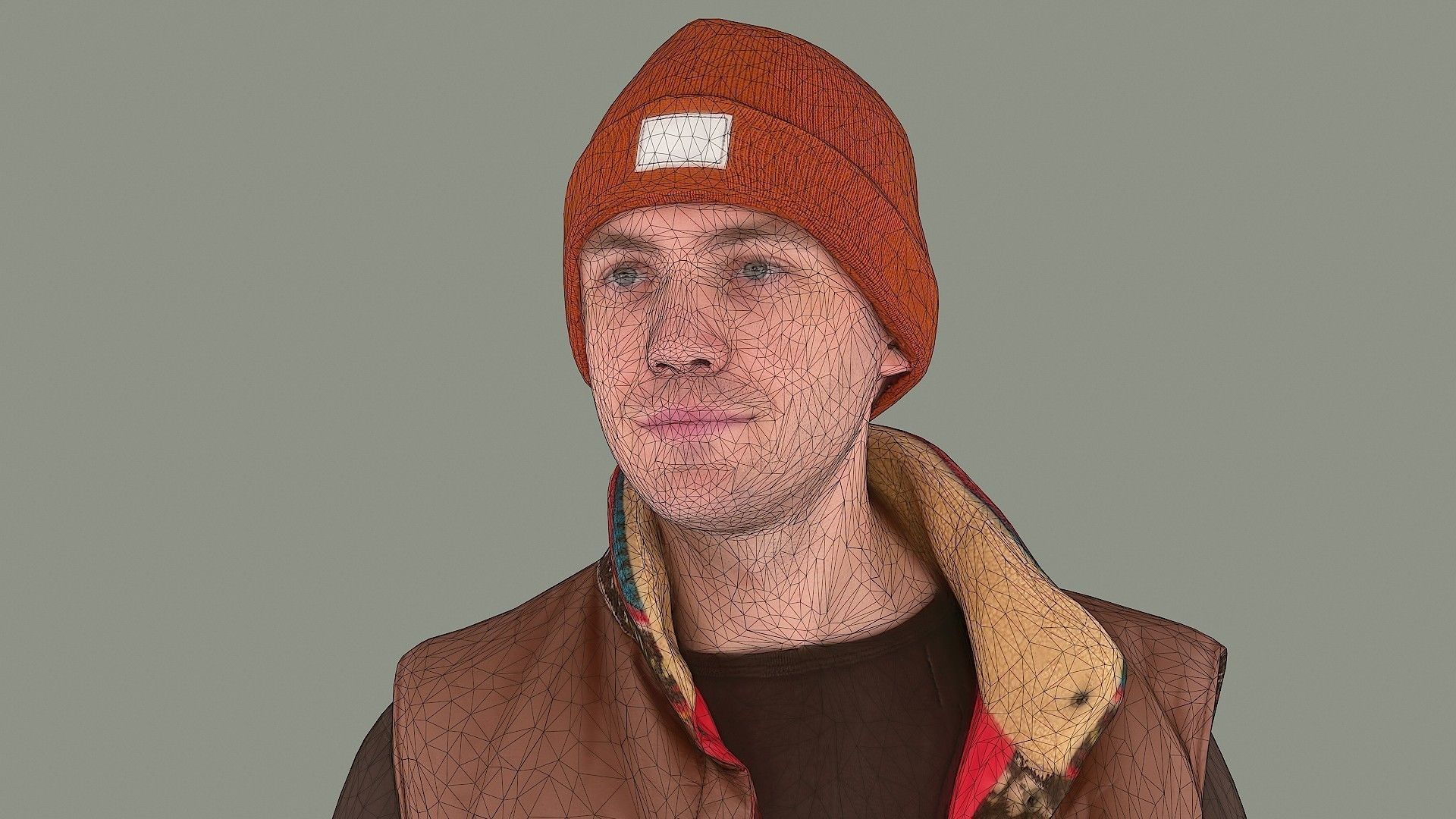 Greetings man in knitted vest 3D model_8