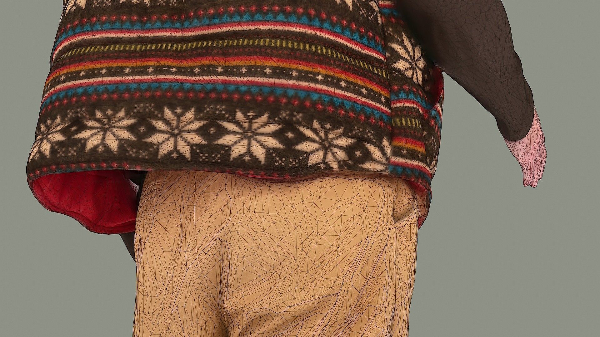 Greetings man in knitted vest 3D model_12