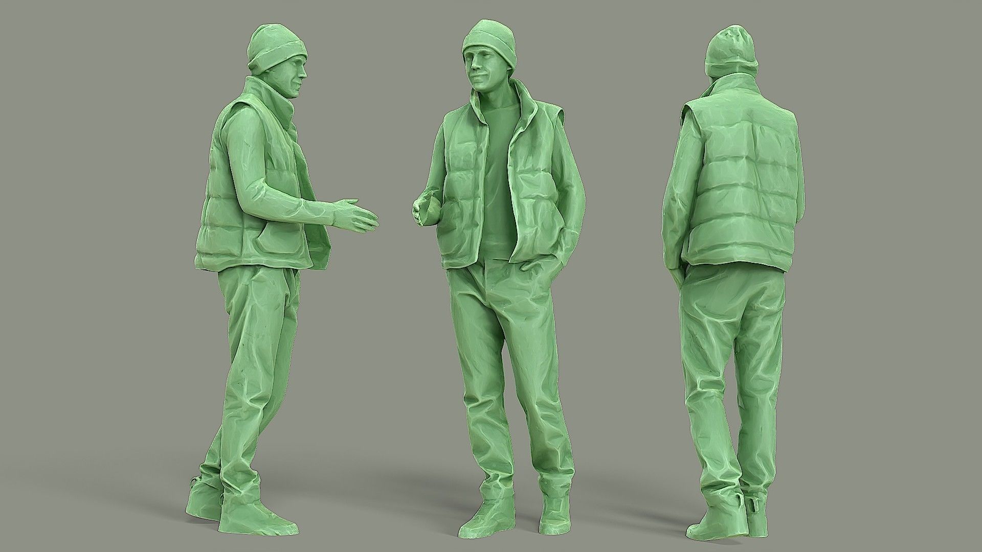 Greetings man in knitted vest 3D model_2