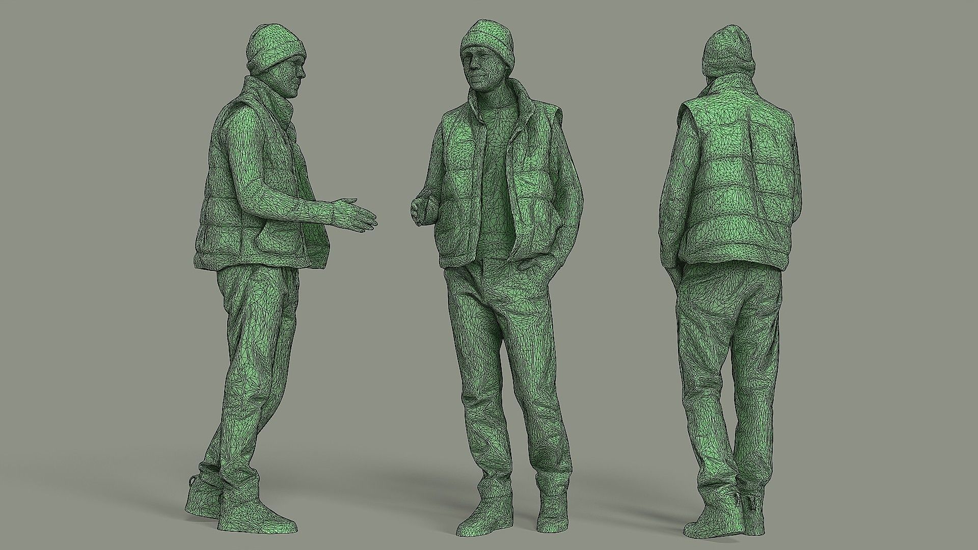 Greetings man in knitted vest 3D model_3
