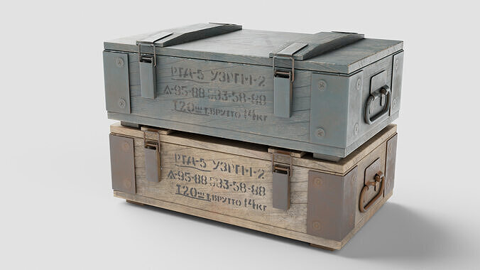 Military grenade box Low-poly 3D model