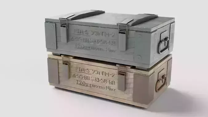 Military grenade box Low-poly 3D model