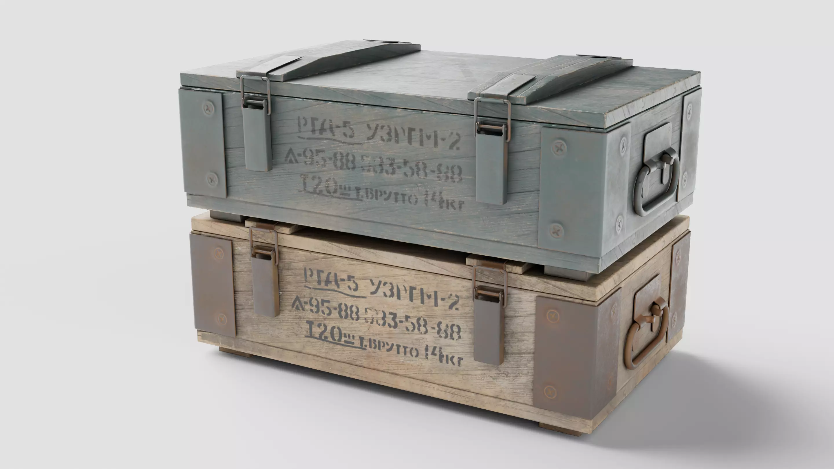 Military grenade box Low-poly 3D model_0