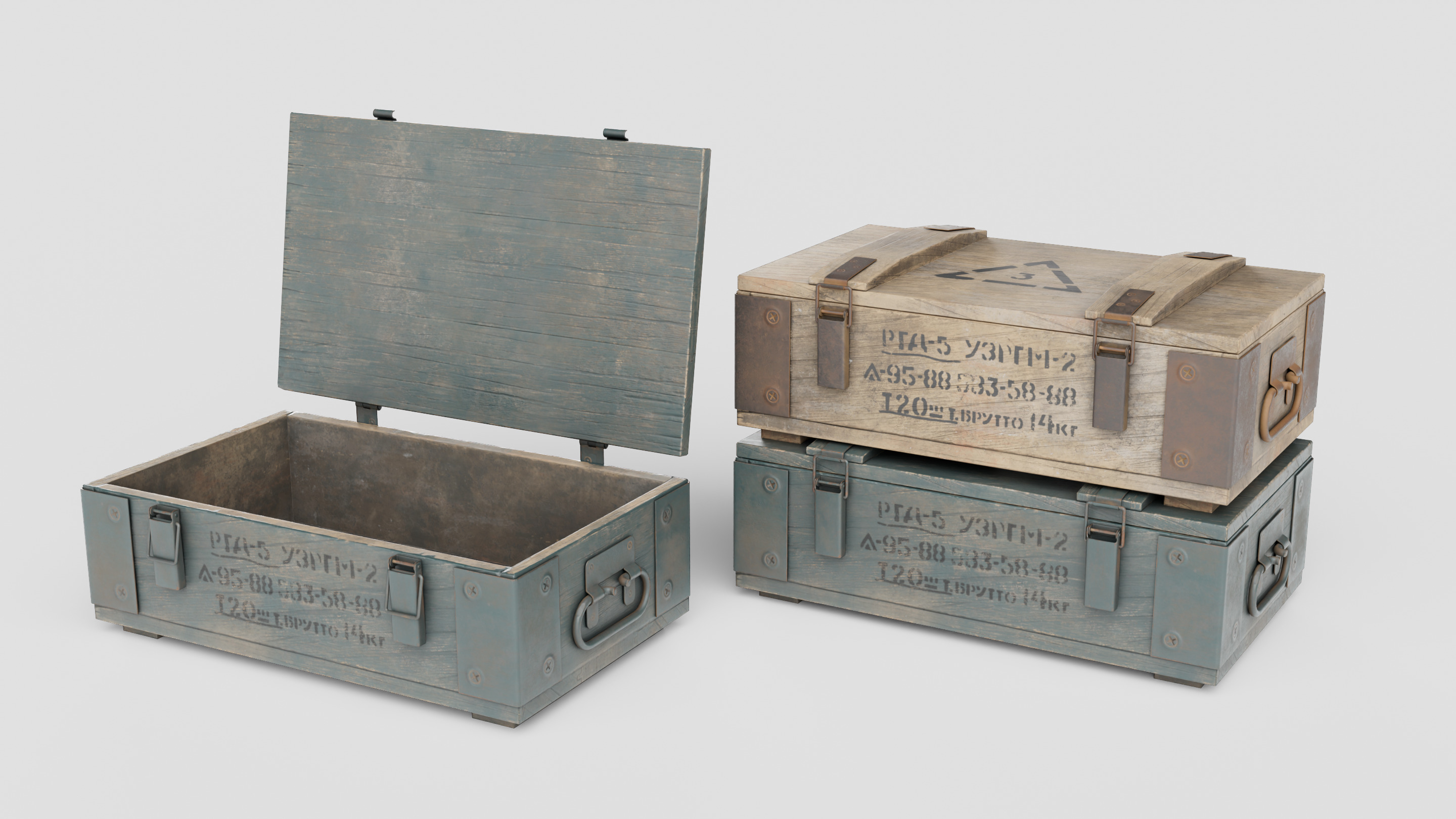 Military grenade box Low-poly 3D model_1