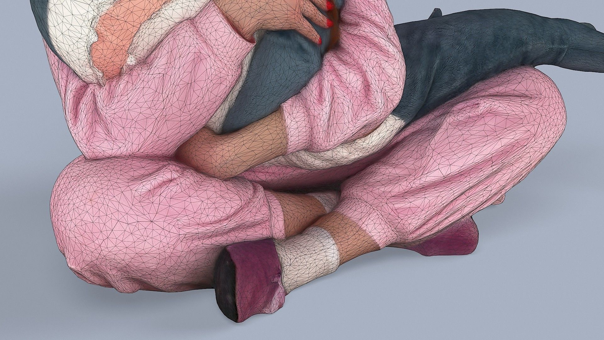 Cute Girl in Pajamas 3D model_12