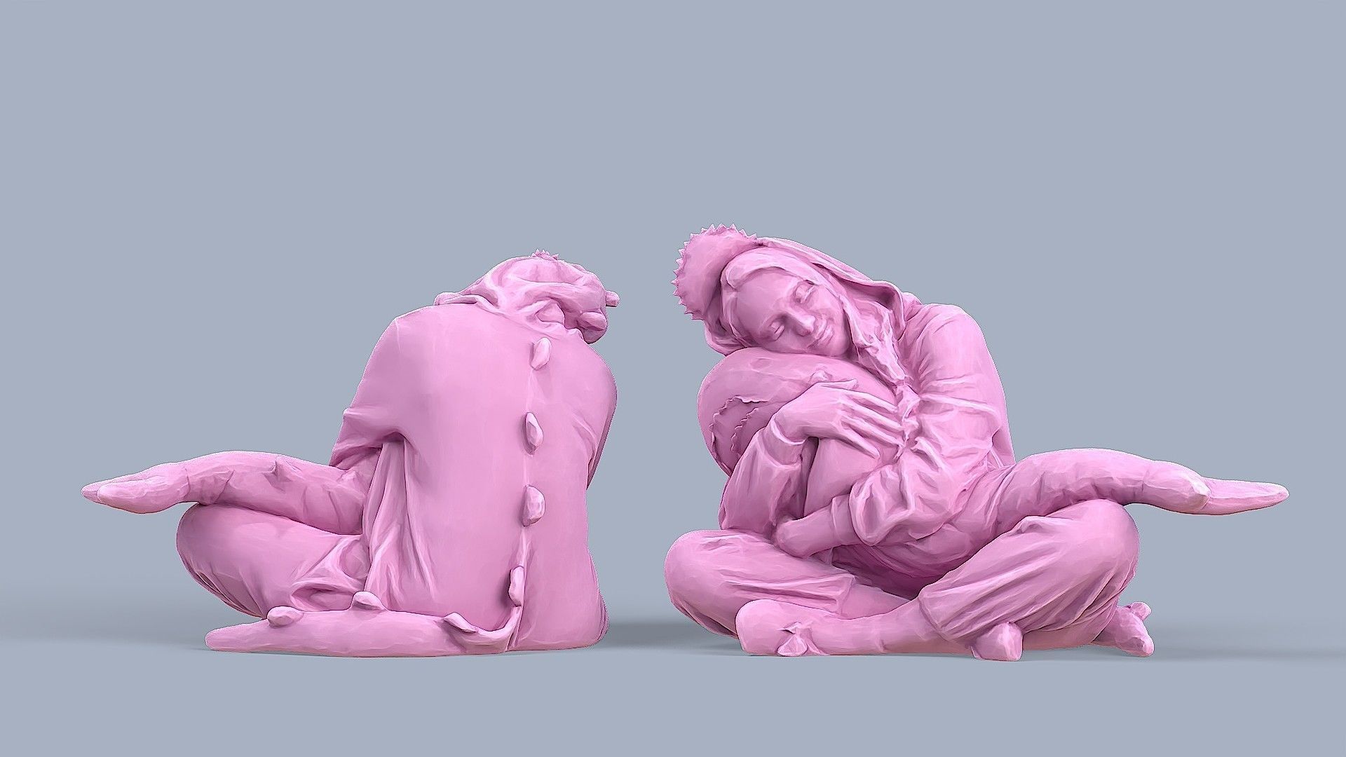 Cute Girl in Pajamas 3D model_2