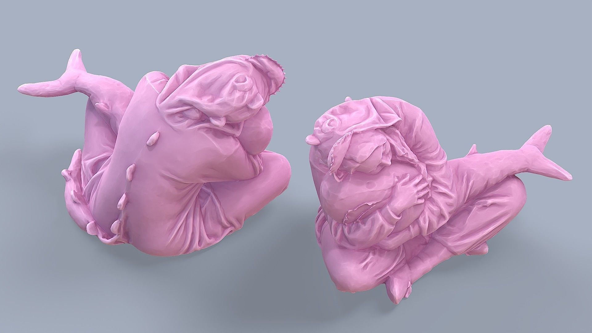 Cute Girl in Pajamas 3D model_6