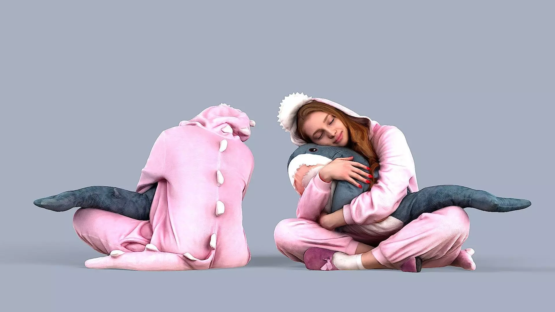 Cute Girl in Pajamas 3D model_0