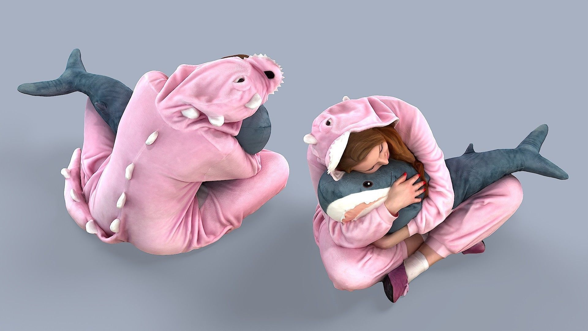 Cute Girl in Pajamas 3D model_4