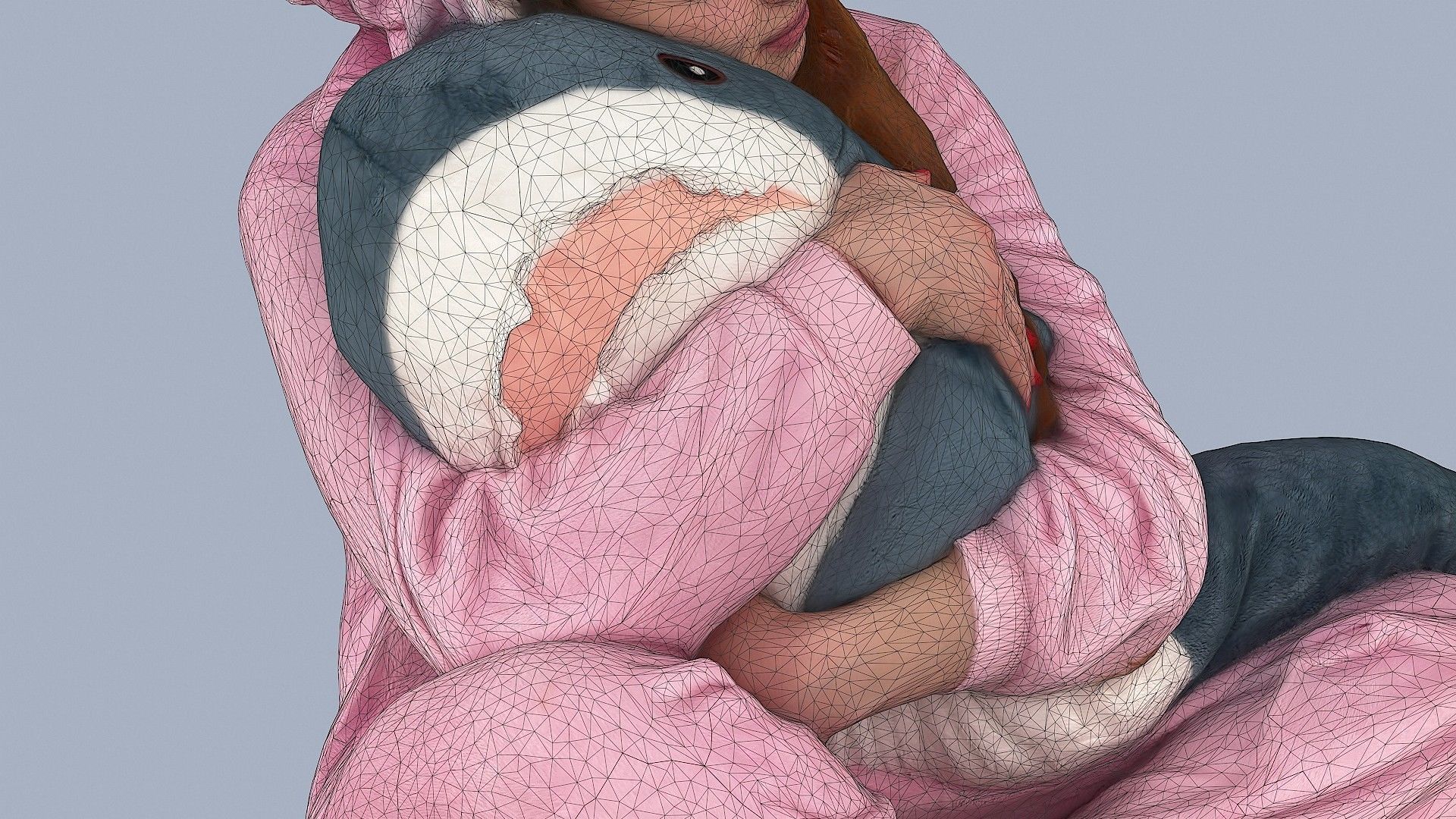 Cute Girl in Pajamas 3D model_10