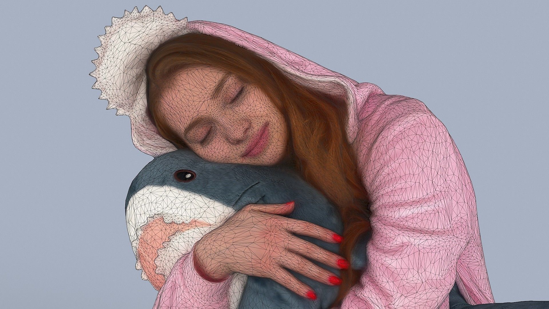 Cute Girl in Pajamas 3D model_8