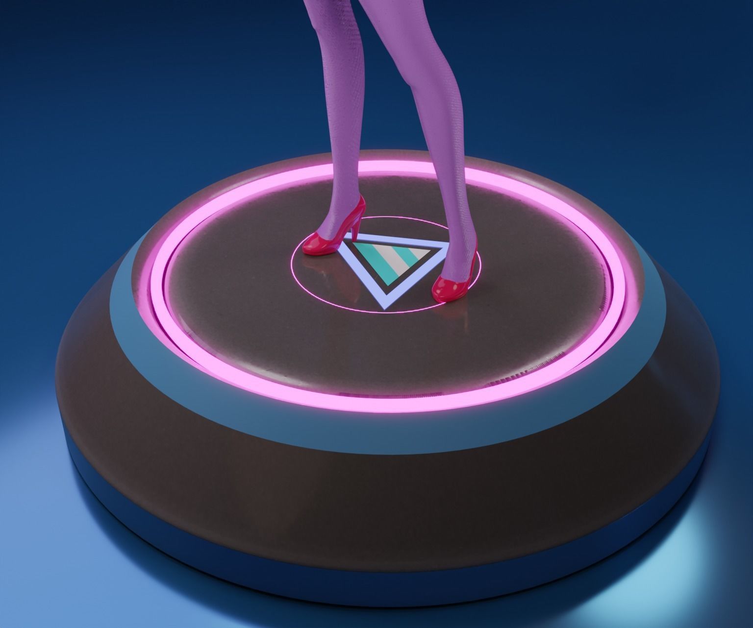 Mememe Model 3D girl on circular platform 3D model_1