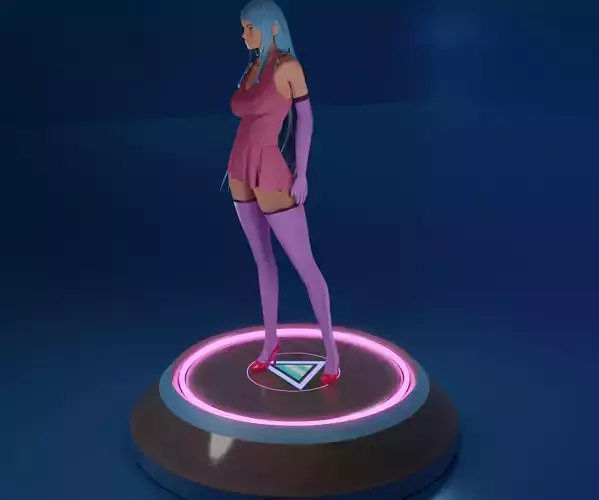 Mememe Model 3D girl on circular platform