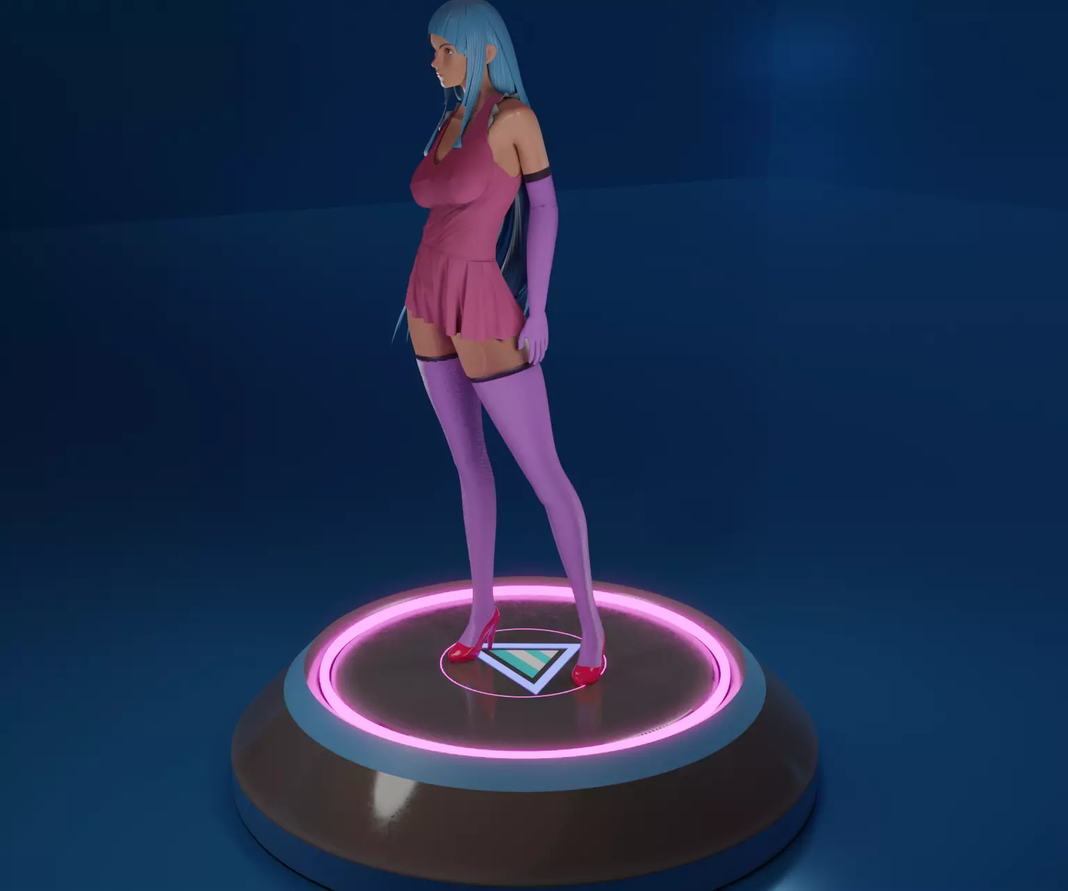 Mememe Model 3D girl on circular platform 3D model_0