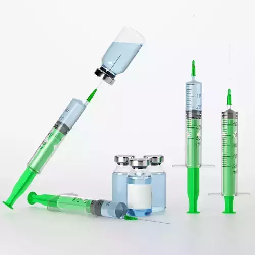 Medical kit Syringe with needle and ampoule with vaccine
