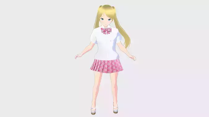 ANIME RIGGED BABY GIRL LOVELY CARTOON SHAPE KEYS T POSE Low-poly 3D model