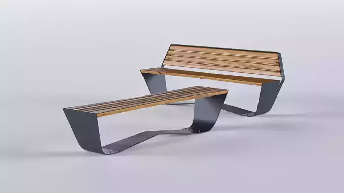 PARK MODERN BENCH KARMA WOOD AND METAL