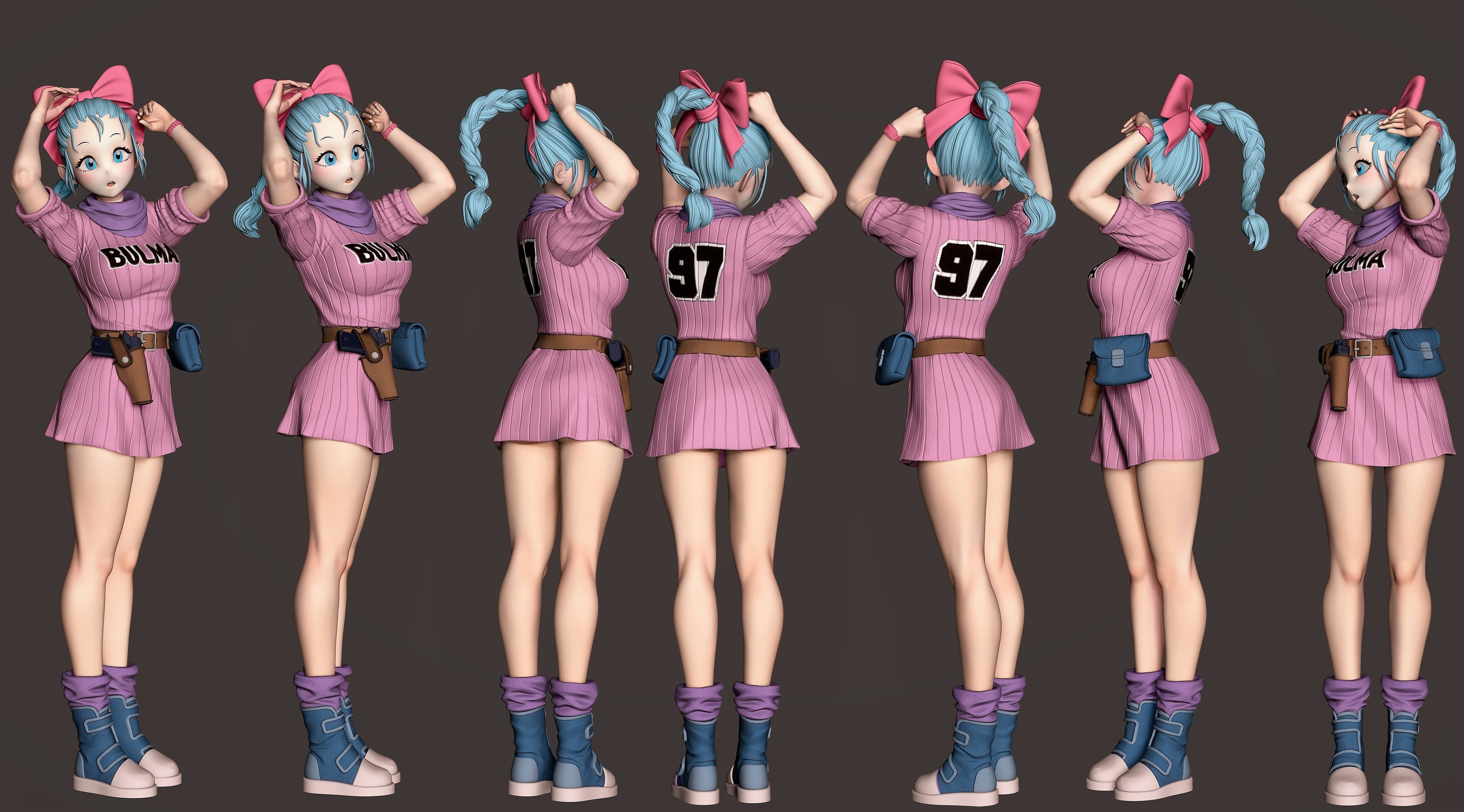Bulma dragon ball xenoverse character art 3D print model_2