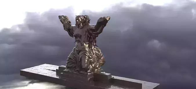 Ancient kneeling statue to hold up