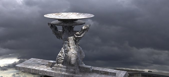 Ancient kneeling statue to hold up Brassier 3D model