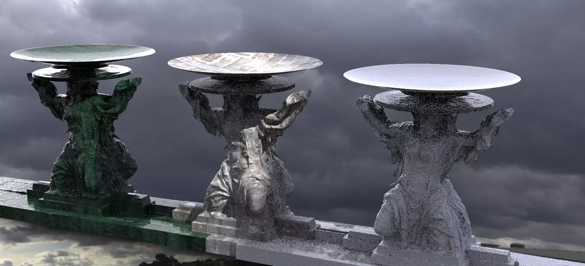 Ancient kneeling statue to hold up Brassier Torch 3D model