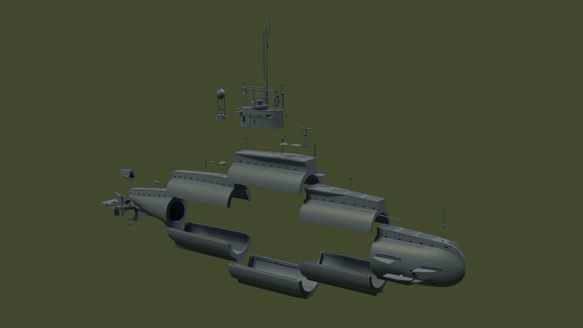 SM UC 5 U-boat - RC 3D print model_25