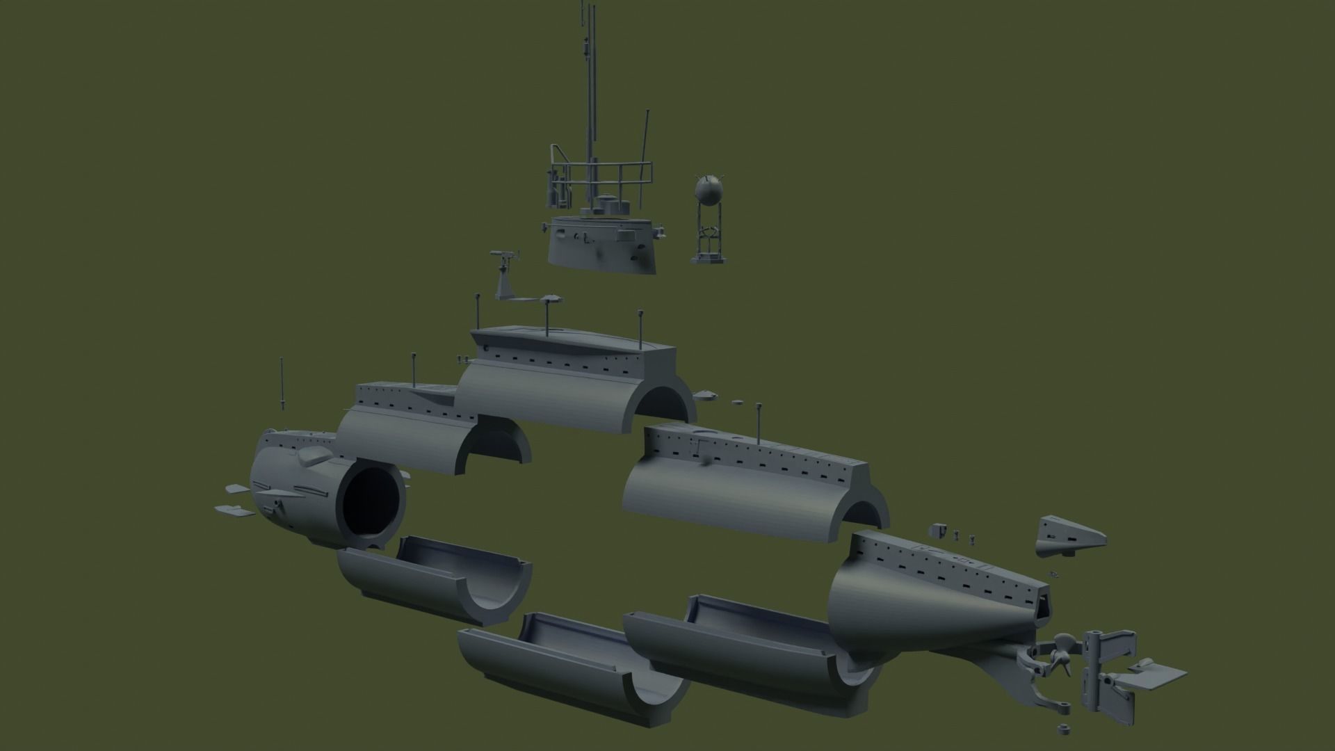 SM UC 5 U-boat - RC 3D print model_21