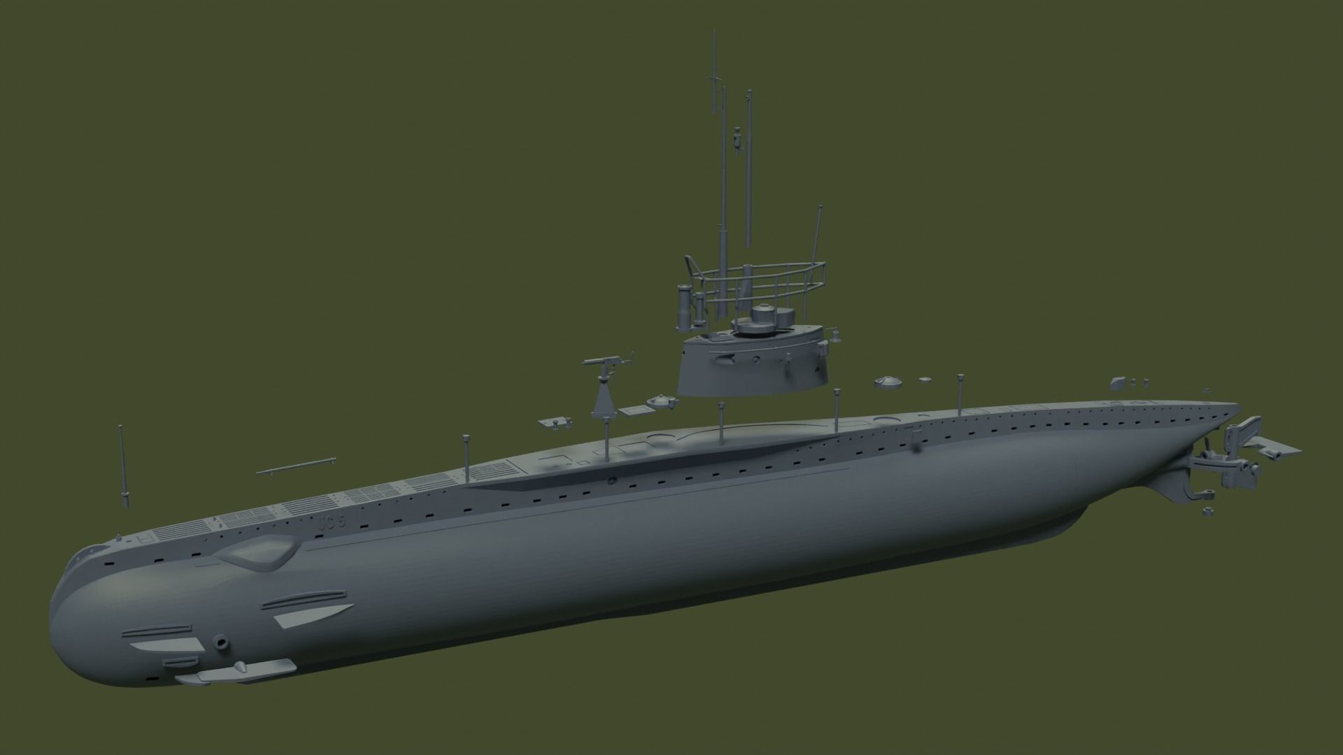 SM UC 5 U-boat - RC 3D print model_17