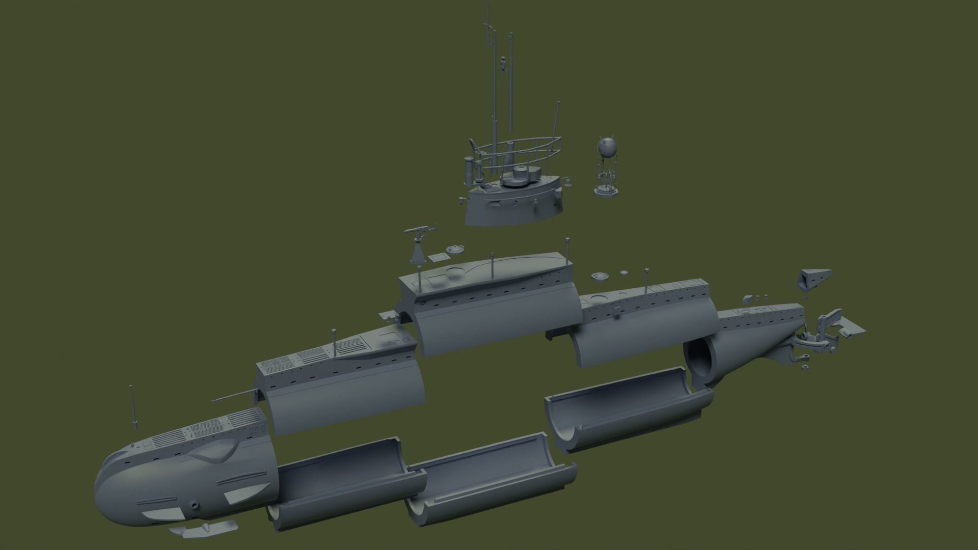SM UC 5 U-boat - RC 3D print model_20