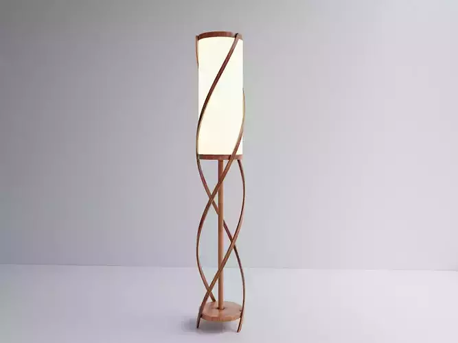 Wooden Spiral Lamp  model 1 Low-poly 3D model