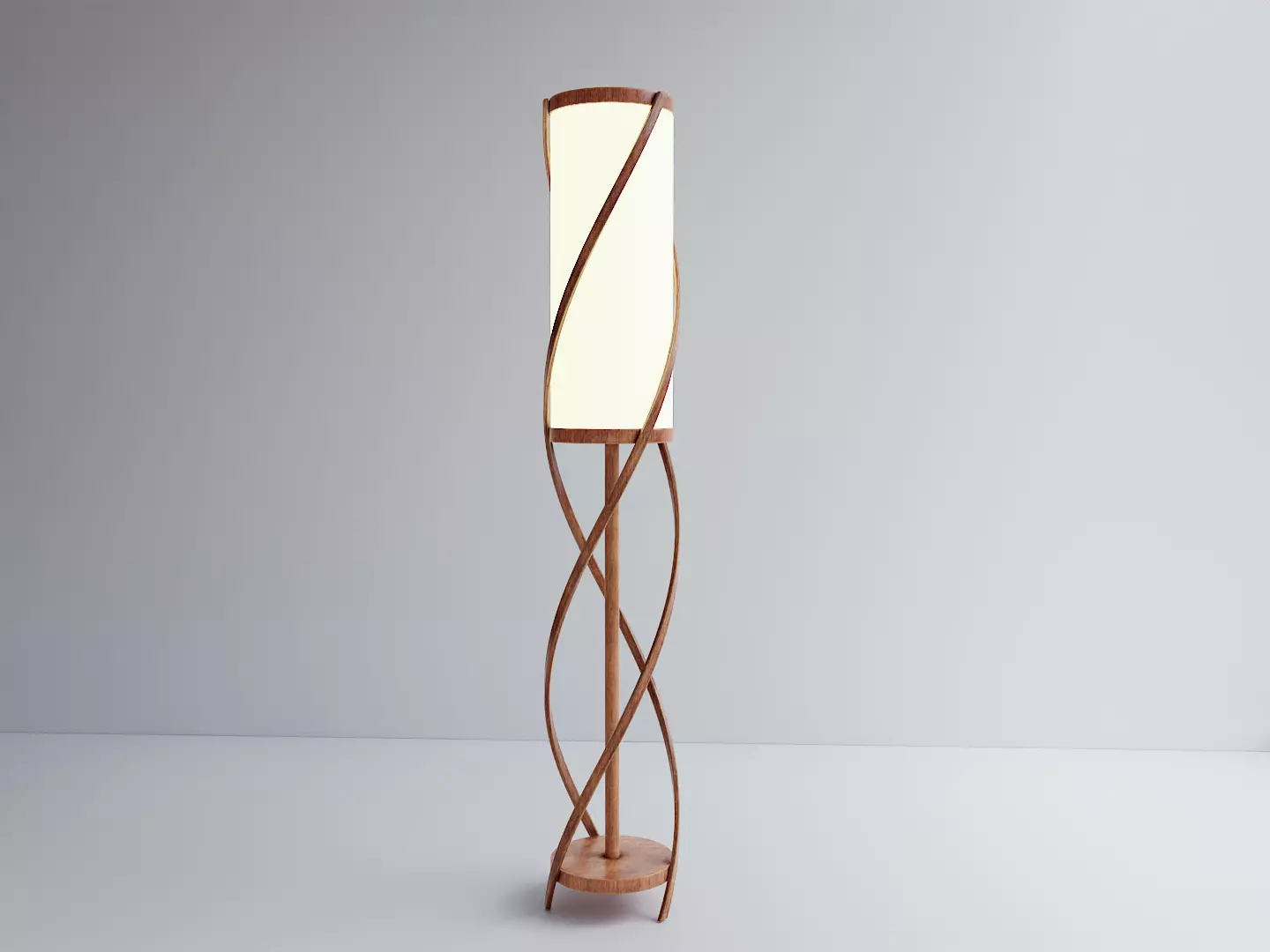 Wooden Spiral Lamp model 1 Low-poly 3D model_0