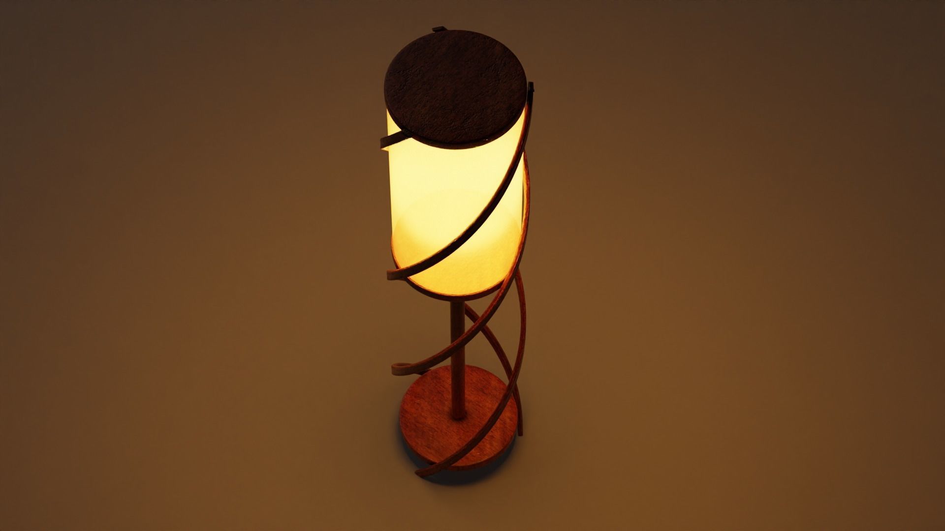 Wooden Spiral Lamp model 1 Low-poly 3D model_12