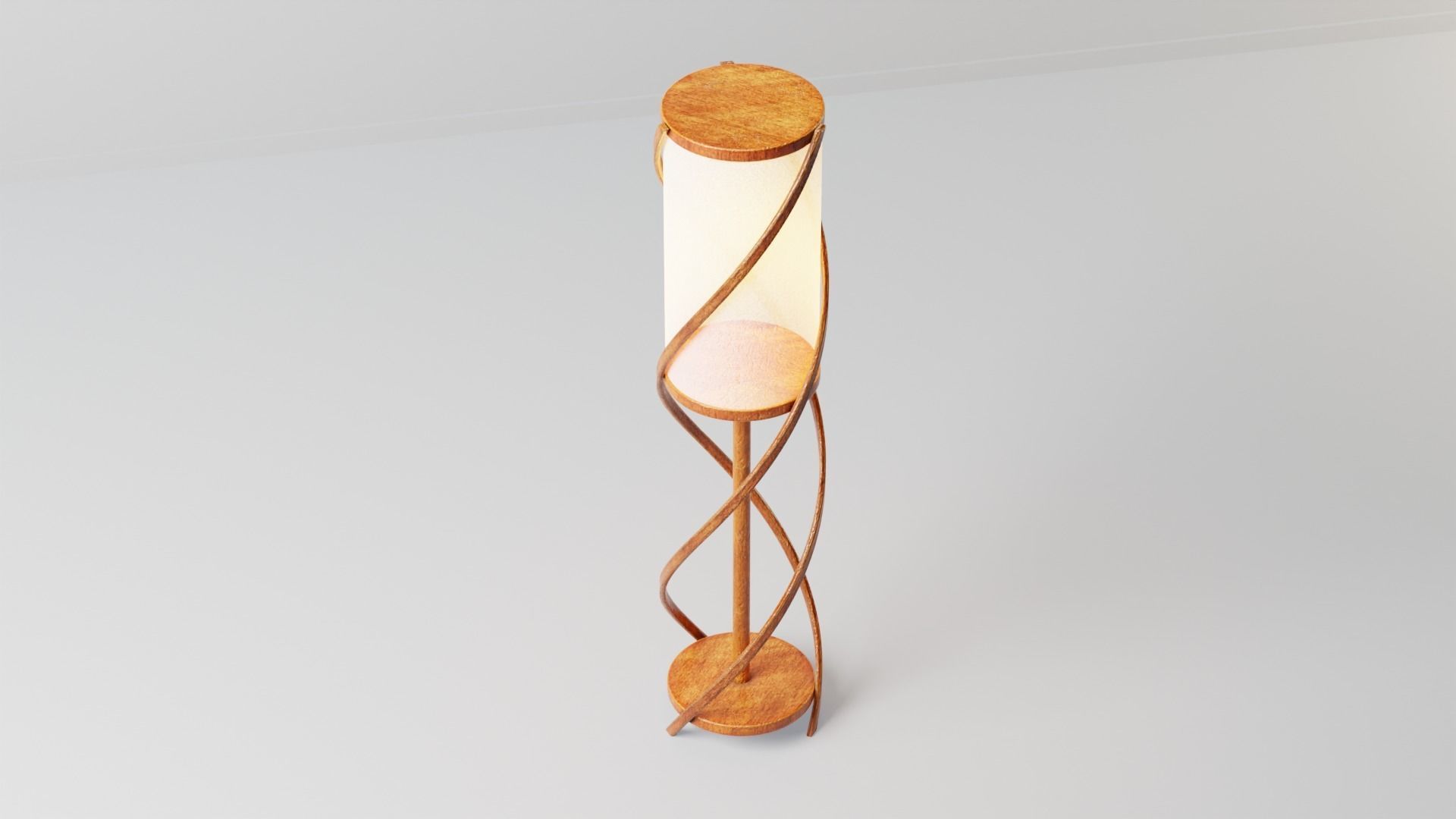 Wooden Spiral Lamp model 1 Low-poly 3D model_8