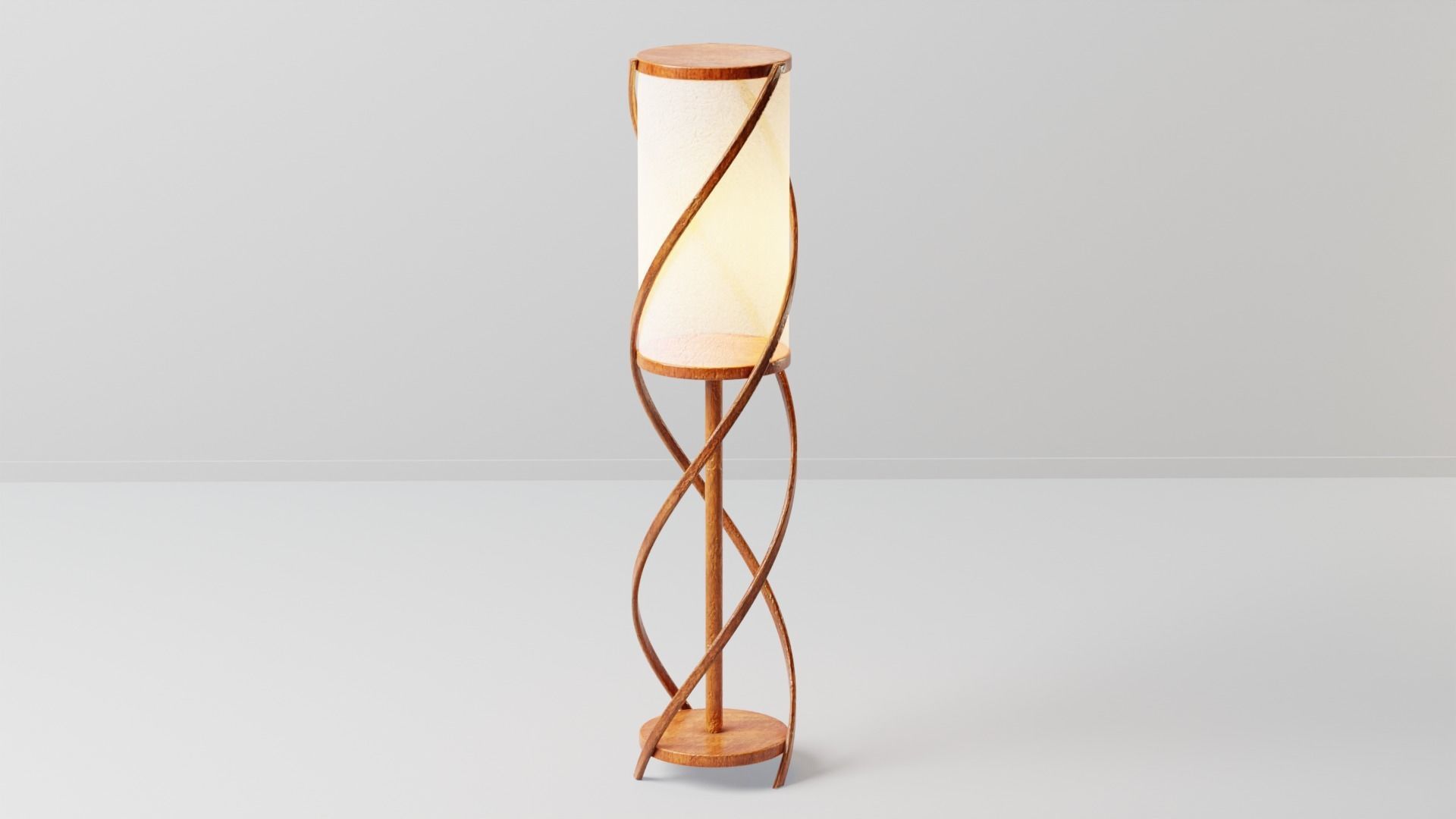 Wooden Spiral Lamp model 1 Low-poly 3D model_4