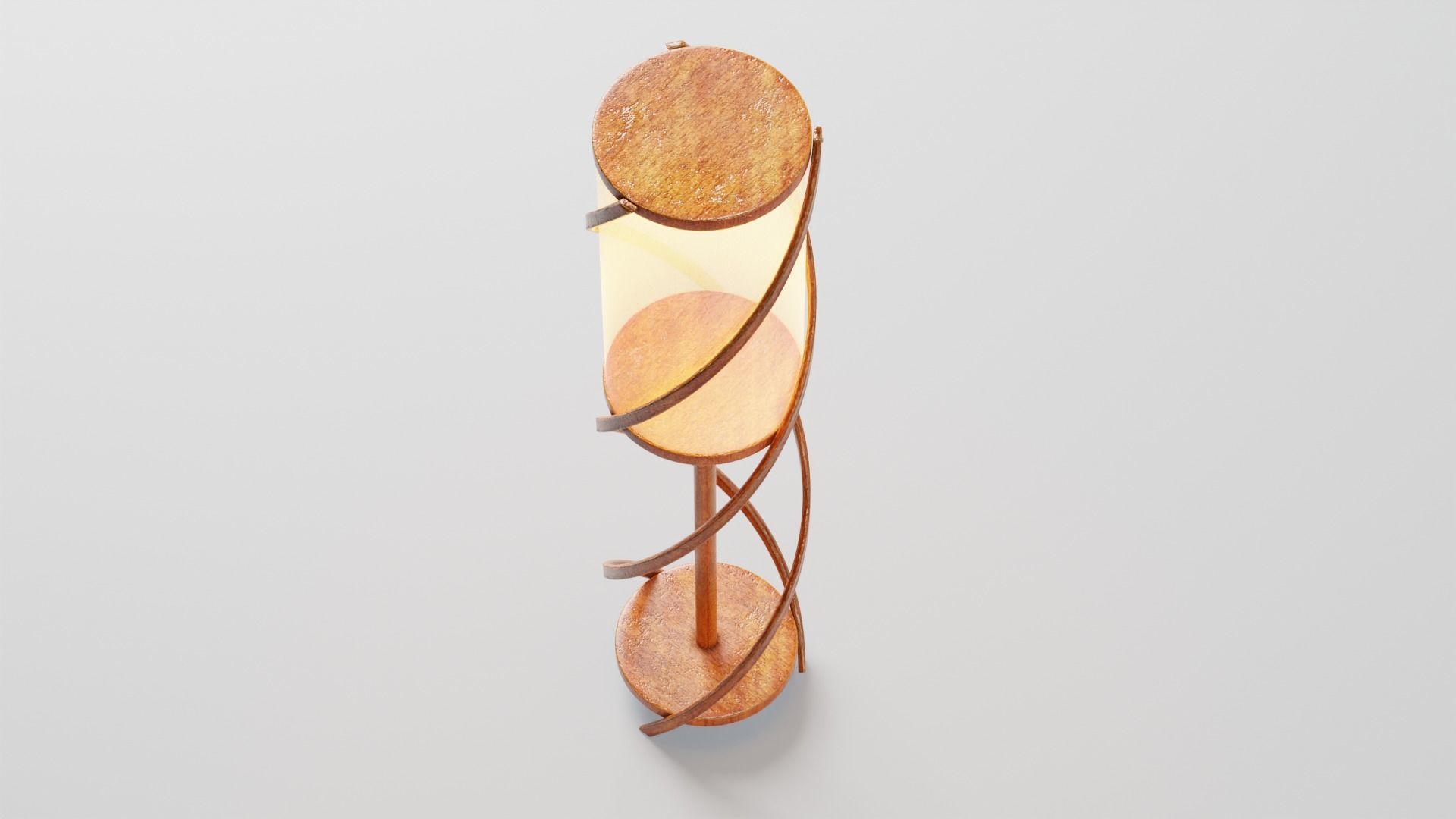 Wooden Spiral Lamp model 1 Low-poly 3D model_7