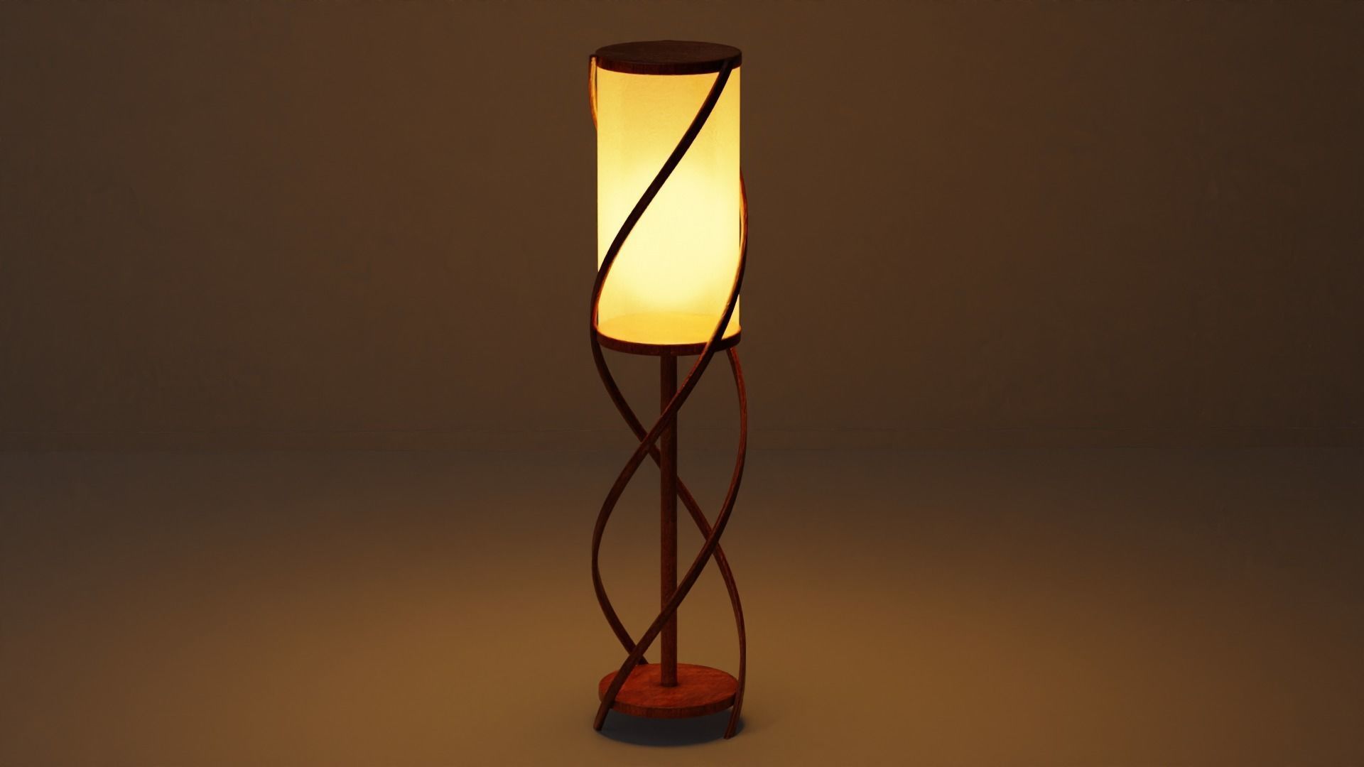 Wooden Spiral Lamp model 1 Low-poly 3D model_9