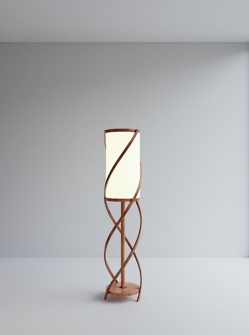 Wooden Spiral Lamp model 1 Low-poly 3D model_14