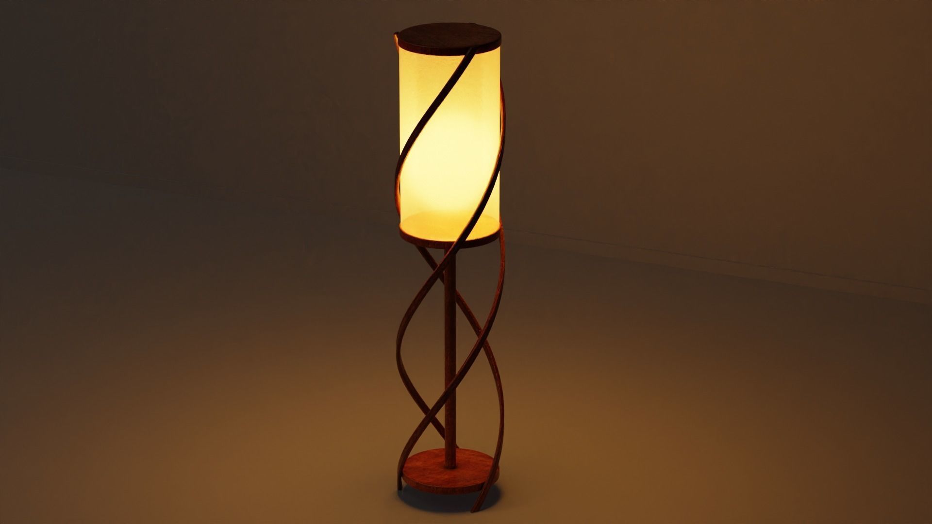 Wooden Spiral Lamp model 1 Low-poly 3D model_10