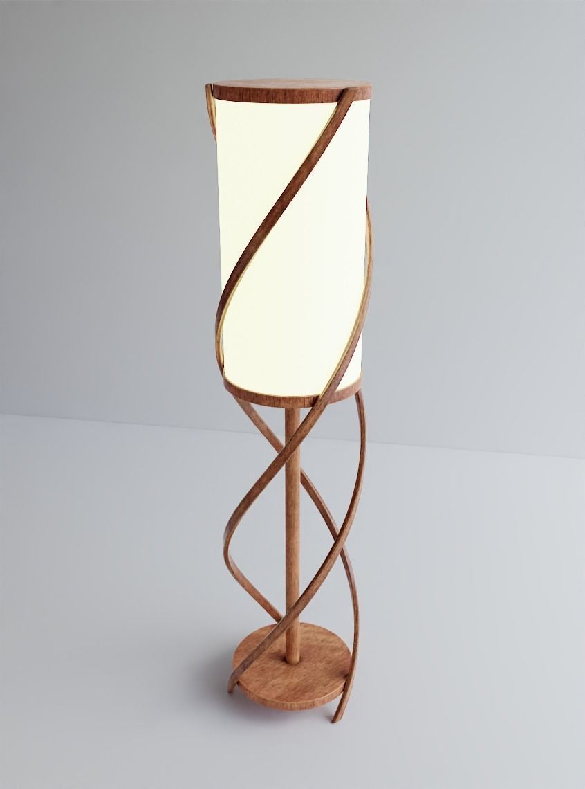 Wooden Spiral Lamp model 1 Low-poly 3D model_3
