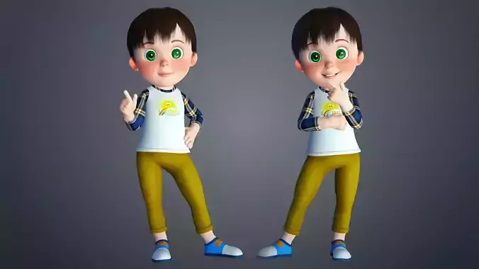 Cartoon Baby Rigged Character 3D model