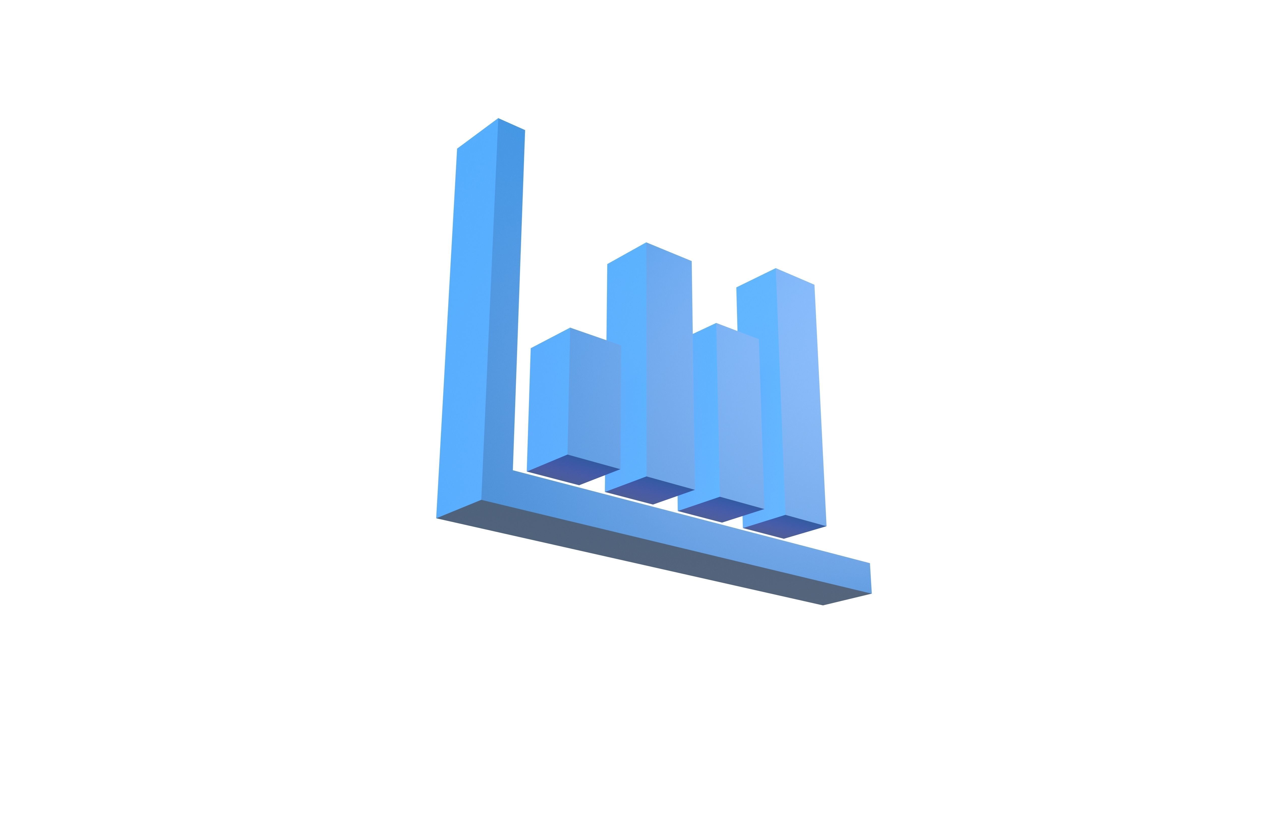Bar Graph Icon v1 002 Low-poly 3D model_3