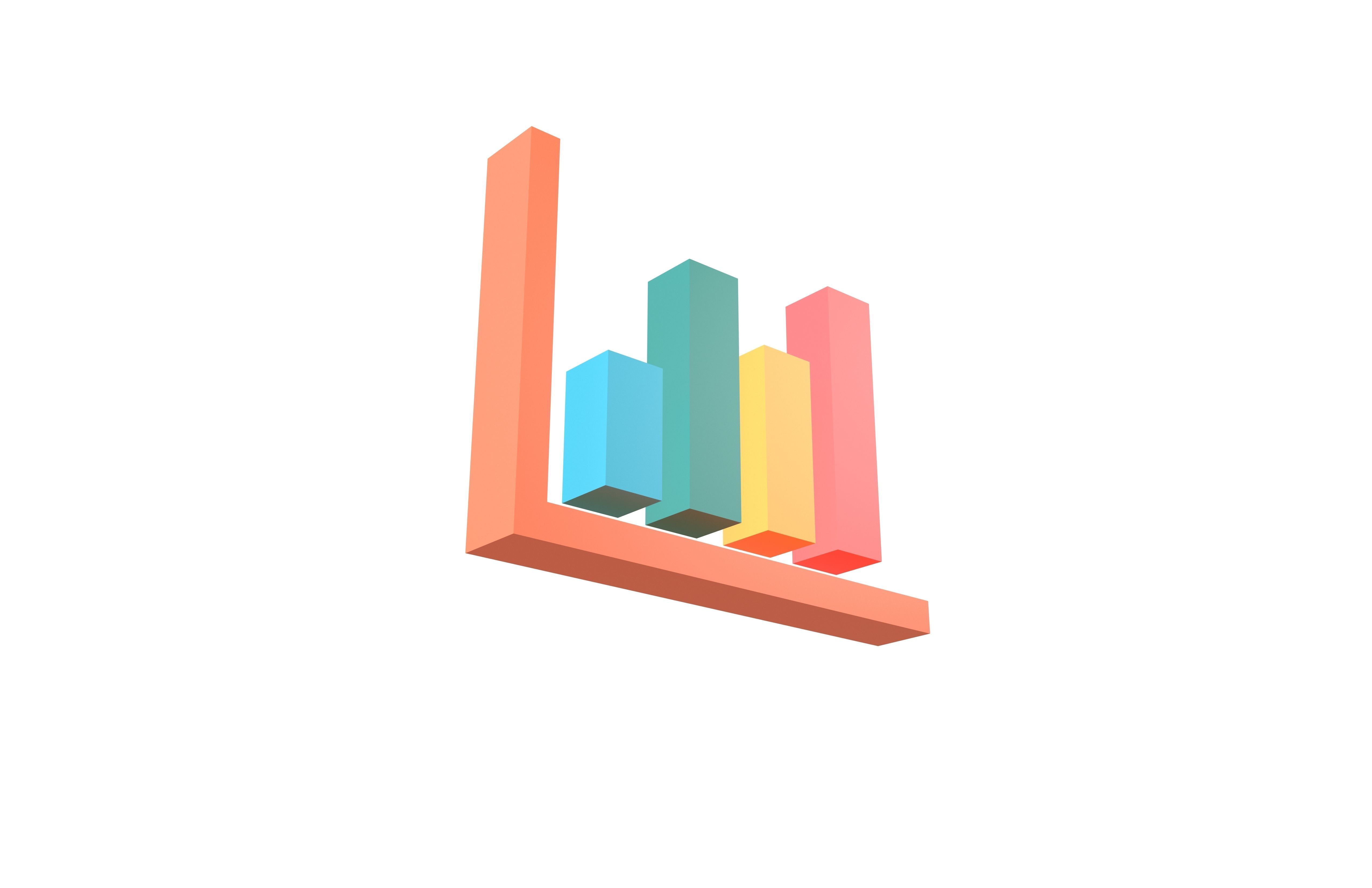 Bar Graph Icon v1 004 Low-poly 3D model_3
