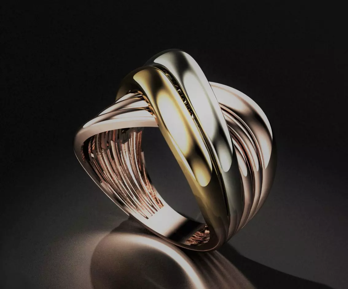 crussover ring in 3 different color 3D print model_0