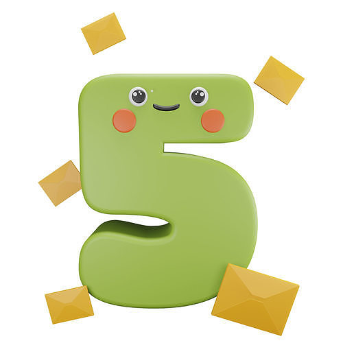 Character Number Five 5 Low-poly 3D model
