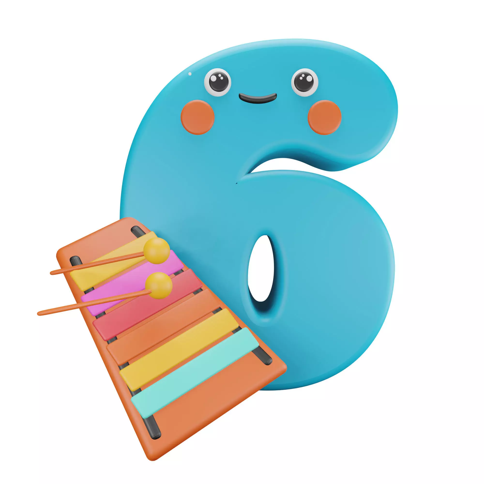 Character Number Six 6 Low-poly 3D model_0