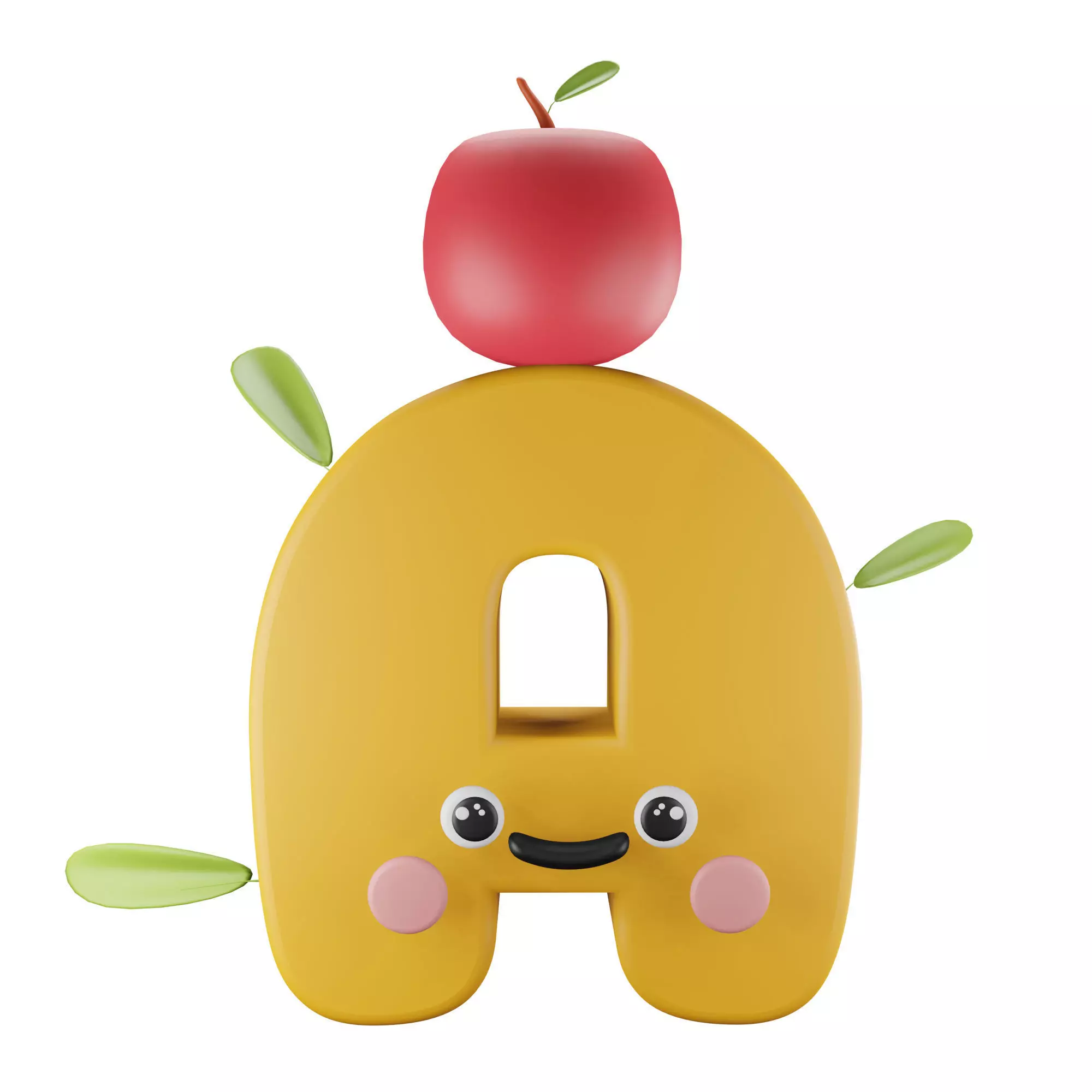 Character A Alphabet Low-poly 3D model_0