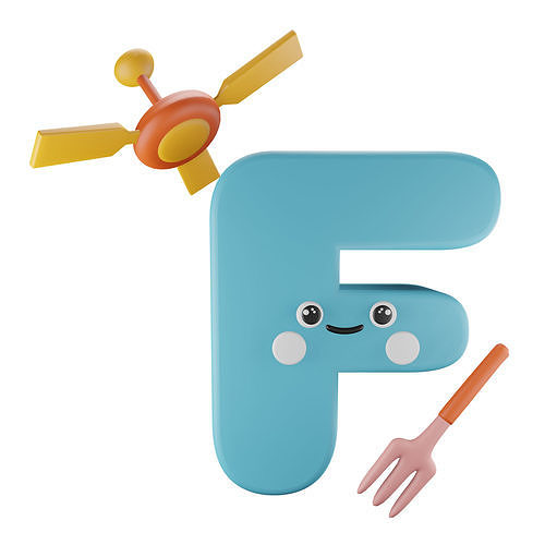 Character F Alphabet  Low-poly 3D model