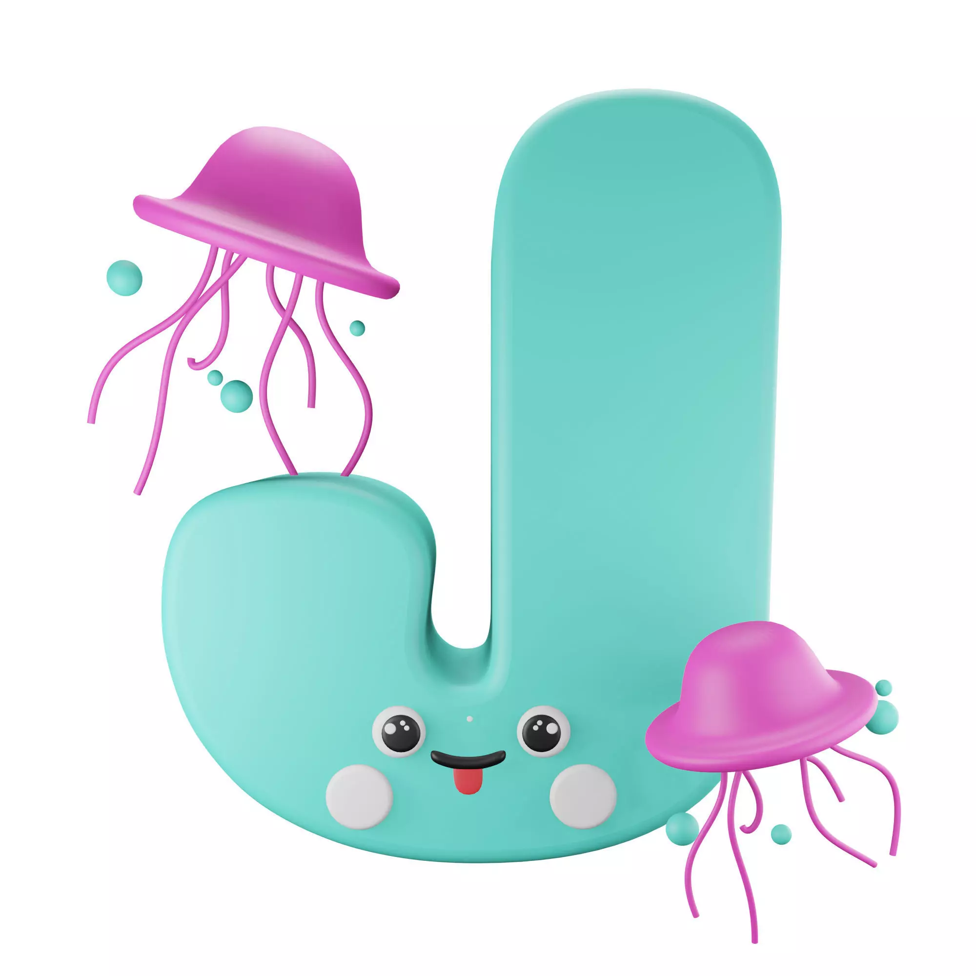 Character J Alphabet Low-poly 3D model_0