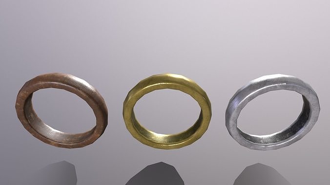 Ring 6 three rings Low-poly 3D model