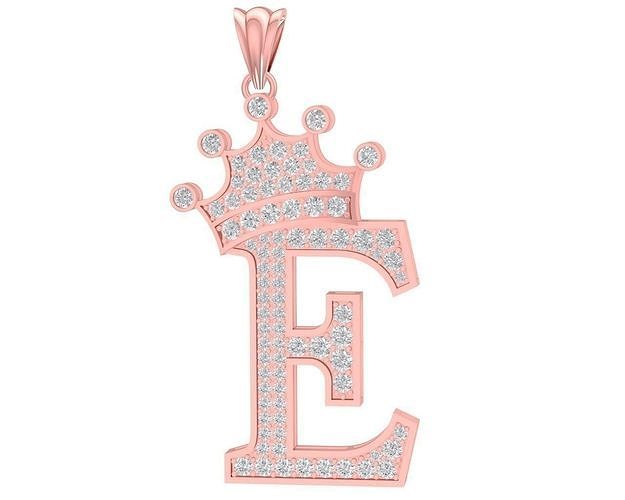 Diamond Crown E Letter Pendant 3015 3D print model
